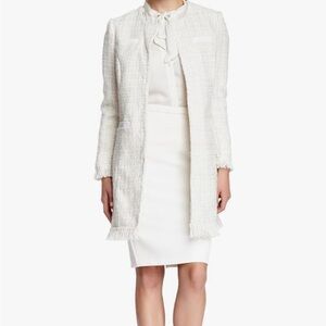 NWT Vertigo Paris Tweed Fringe Boucle Wool Blend Coat